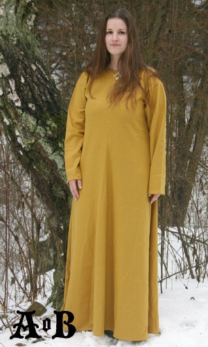 Mittelalter Damenkleid - senffarben