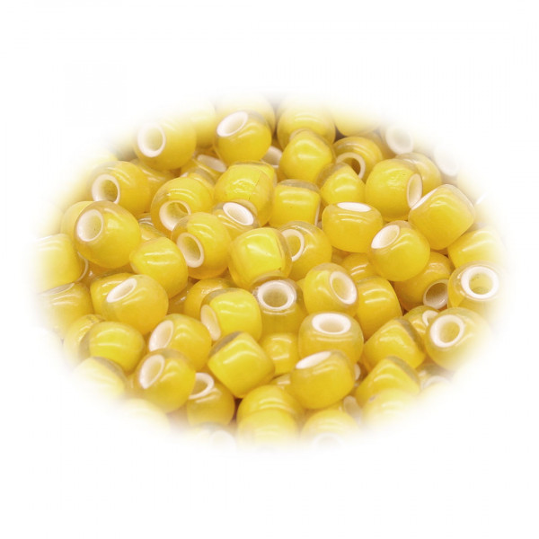 Überfangperlen gelb White Hearts 8mm 3778