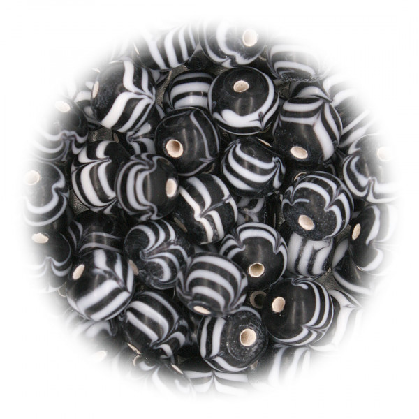 Schwarze Glasperle mit weißen Fadenmuster Frühmittelalter 1288