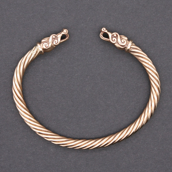 Wikinger Armreif Drachenkoepfe Bronze 3851