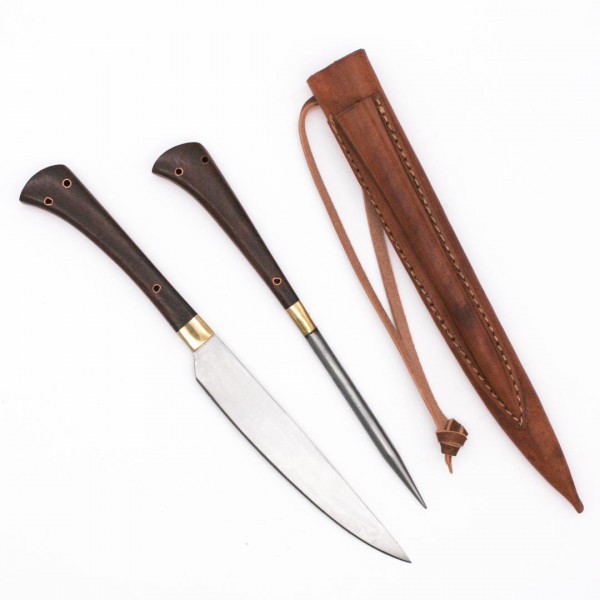 Mittelalter Essbesteck Messer und Pfriem Holz 3681