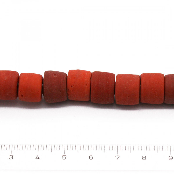 Frühmittelalter Walzenperlen Glasperlen rot 0507