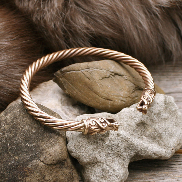 Wikinger Bronze Armreif Drachenkoepfe 3851