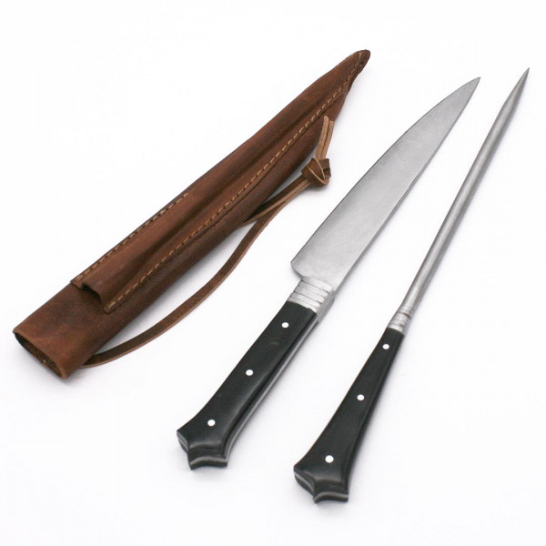 Mittelalter Essbesteck Messer und Pfriem Horn 3676