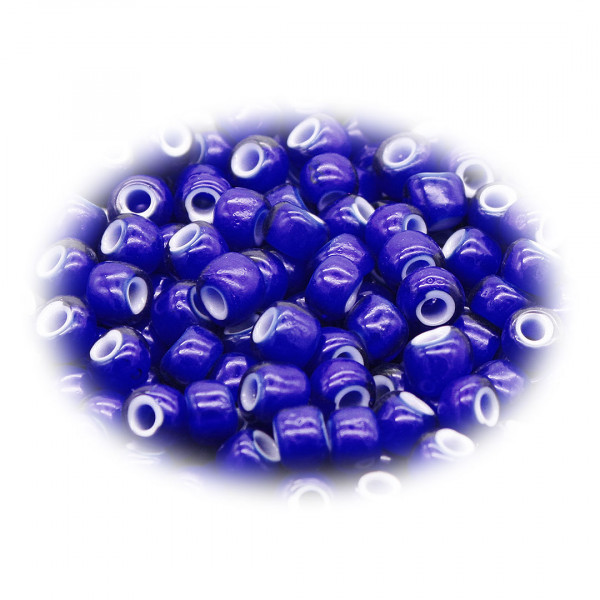 Blaue Überfangperlen White Hearts 8mm 3780