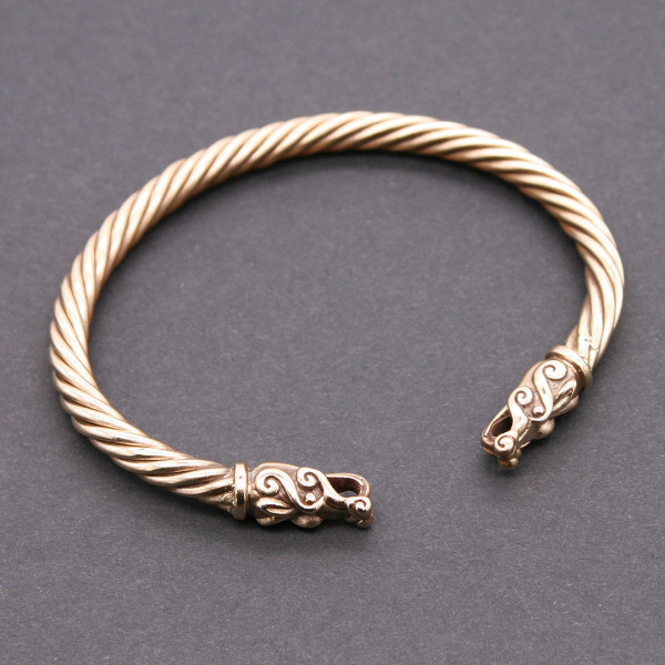 Wikinger Armreif Gotland Drachenkopf Bronze 3851
