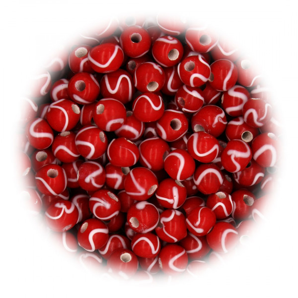 Rote Glasperle weißes Fadenmuster Wikinger 1297