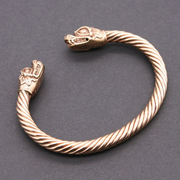 Armreif mit Wikinger Drachenkopf Bronze 3850