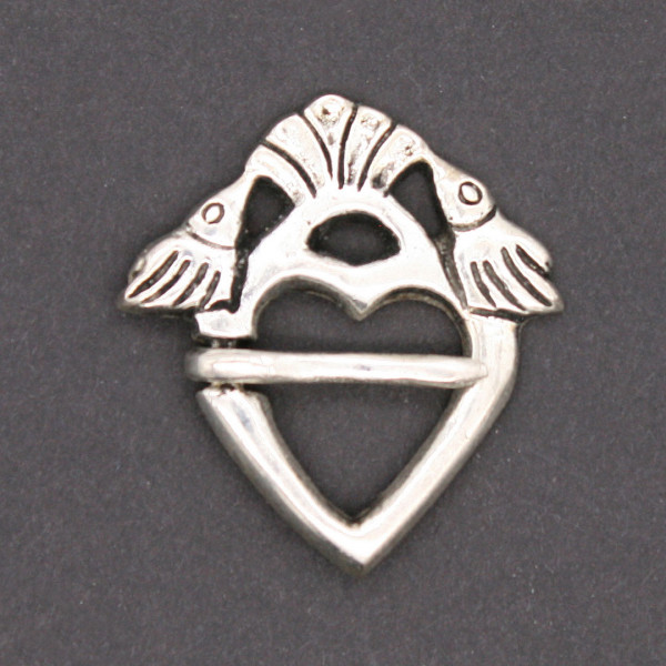 Herzfibel Fürspange Hochmittelalter versilbert 1065s