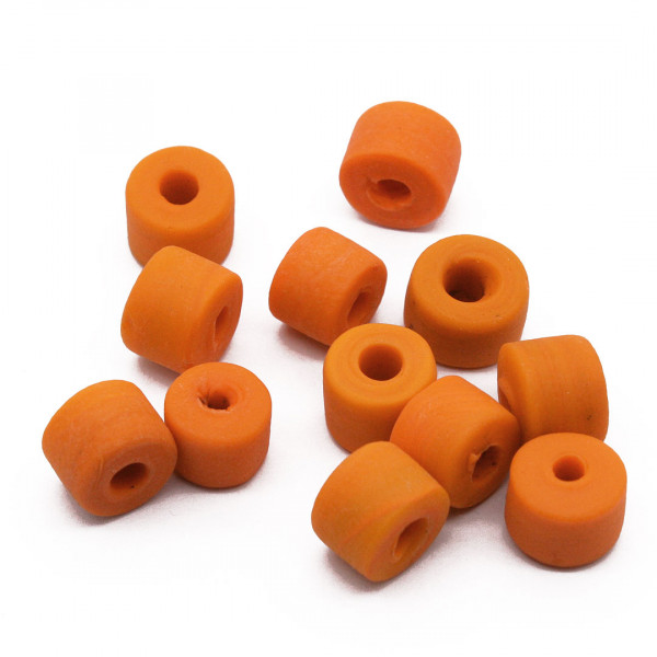 Walzenperlen Glasperlen orangegelb Frühmittelalter 0505