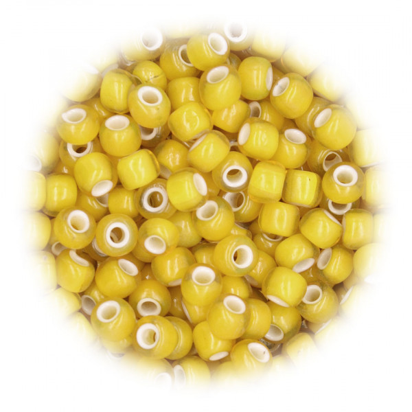 Gelbe Überfangperlen White Hearts 8mm 3778