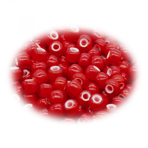 Überfangperlen rot White Hearts 8mm 3779