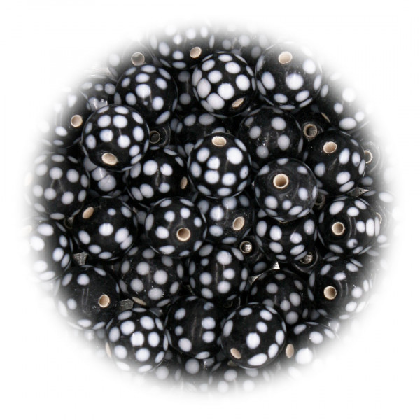 Glasperle schwarz mit weißen Punkten 1289