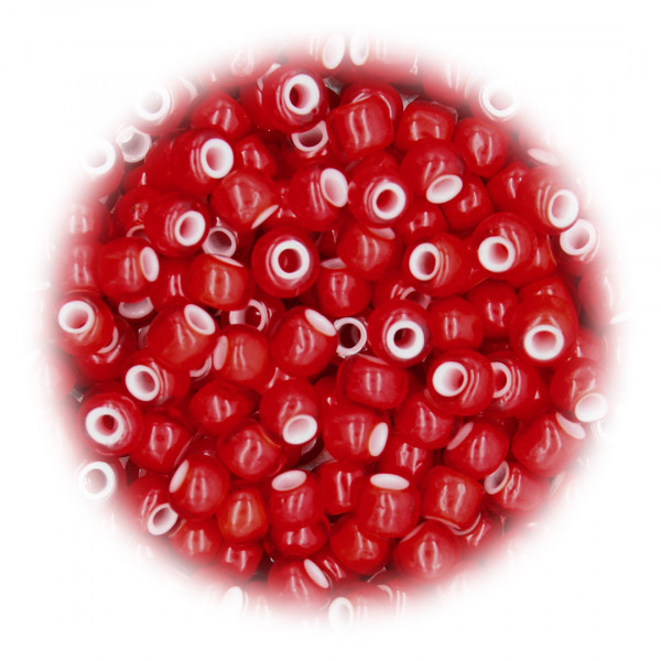 Rote Überfangperlen White Hearts 8mm 3779